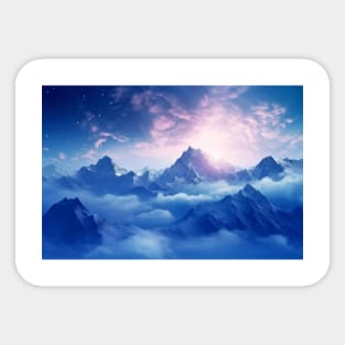 Mountain Sea Clouds Sunset Sky Landscape Sticker